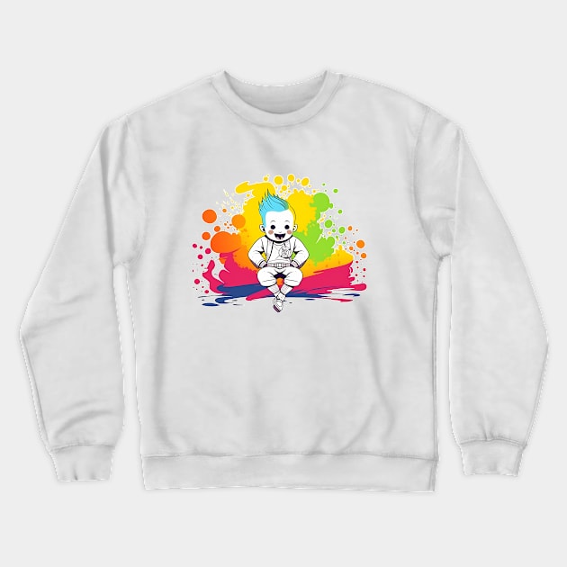 DJ Colorful Happy Baby Anime Comic Style Crewneck Sweatshirt by MLArtifex